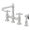 Kingston Brass KS7271AXBS English Country 8" Bridge Kitchen Faucet W/ Sprayer, Chrome KS7271AXBS - alternate 1